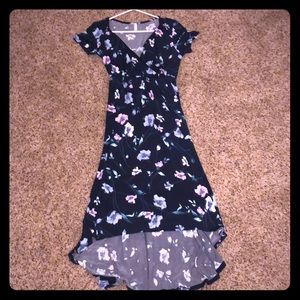 PinkBlush Navy Floral High-Low Wrap Dress